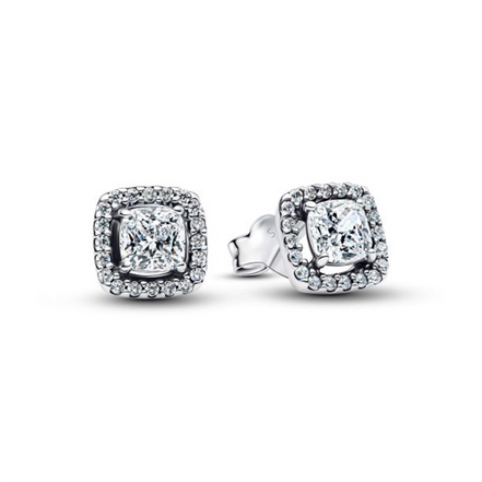 Pandora Square Halo Stud Earrings