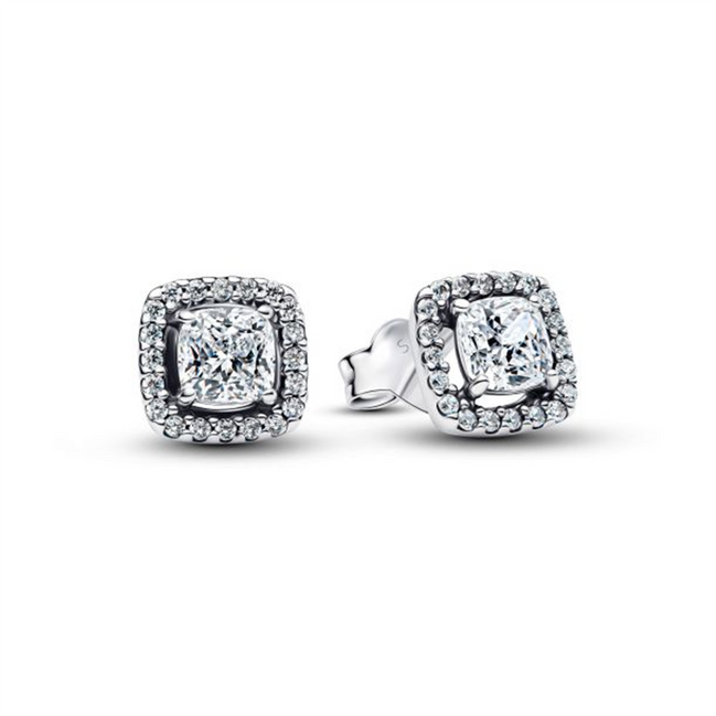 Pandora Square Halo Stud Earrings