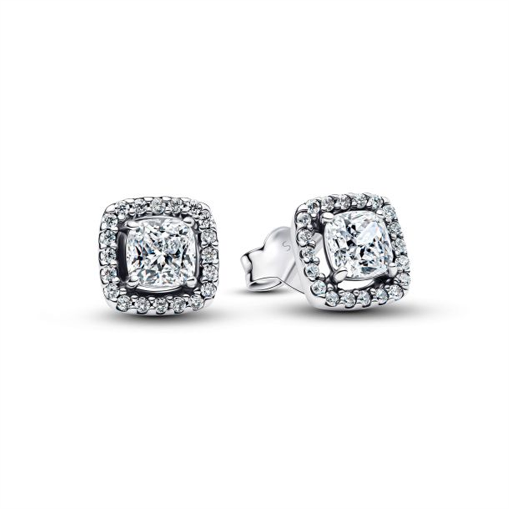 Pandora Square Halo Stud Earrings