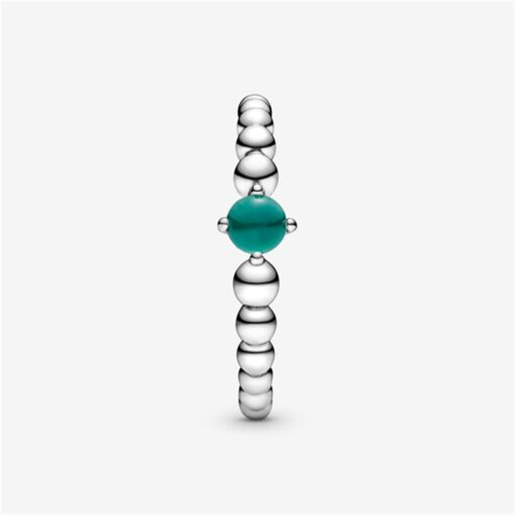 Pandora Moments May Rainforest Green Beaded Ring Size 5