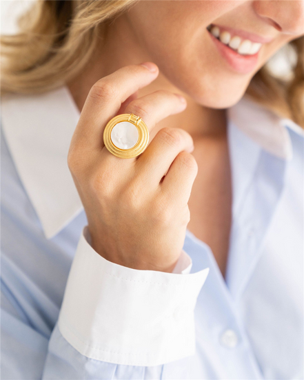 Susan Shaw Triple Gold Plated Roma Statement Adjustable Ring