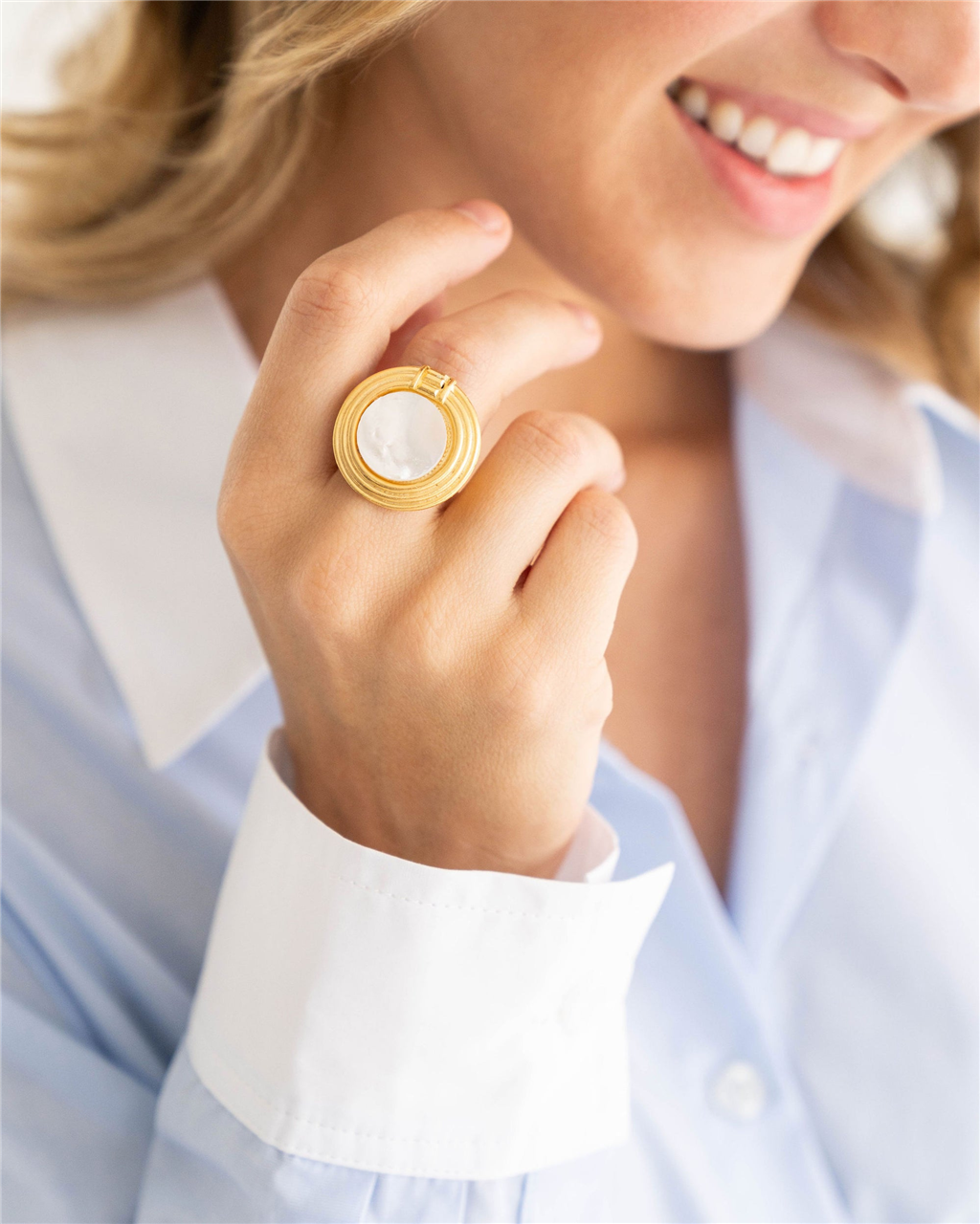 Susan Shaw Triple Gold Plated Roma Statement Adjustable Ring