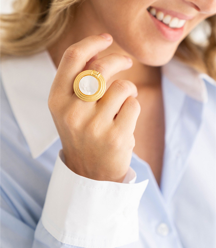 Susan Shaw Triple Gold Plated Roma Statement Adjustable Ring