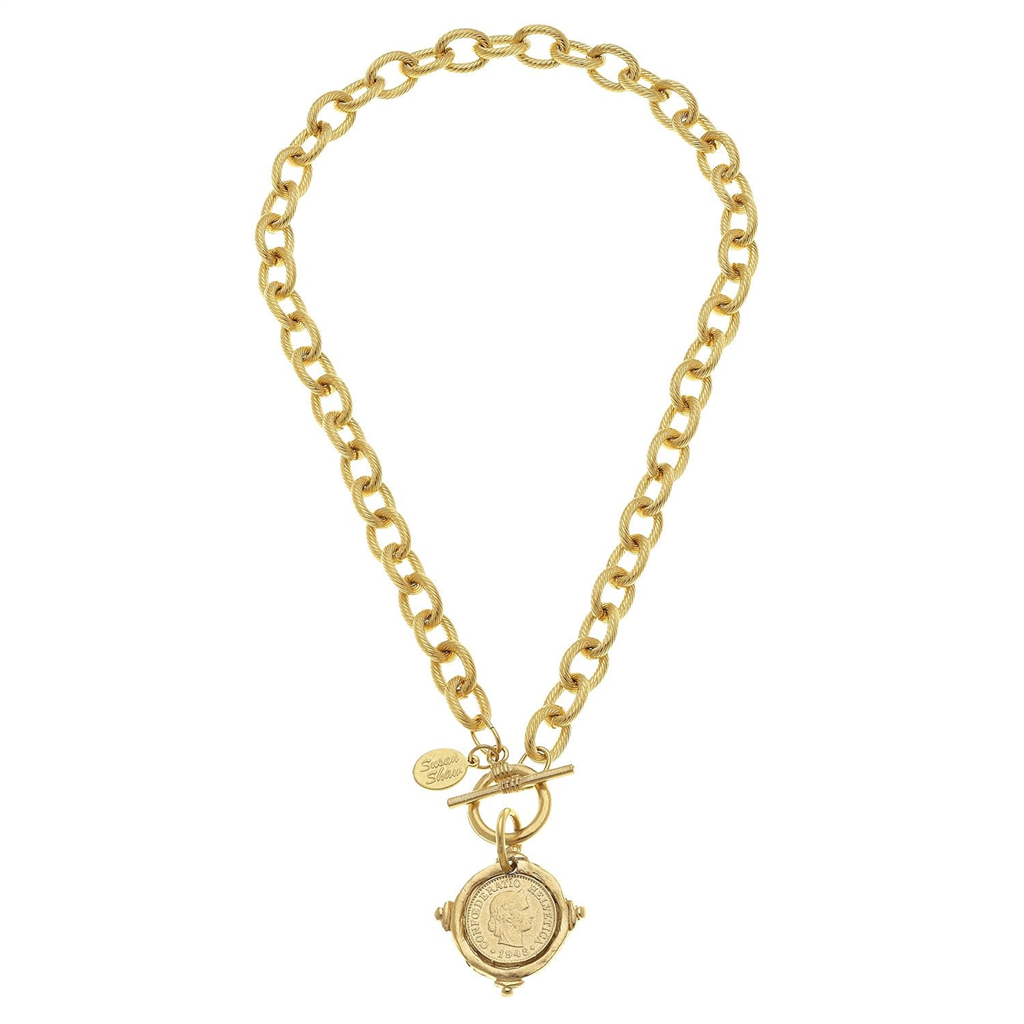 Susan Shaw Coin Toggle Necklace