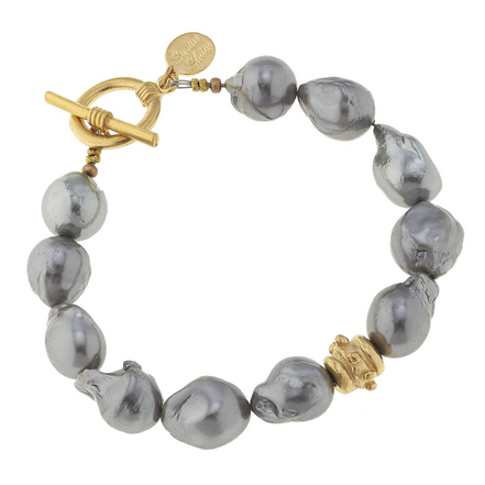 Susan Shaw Grey Baroque Pearl Bracelet