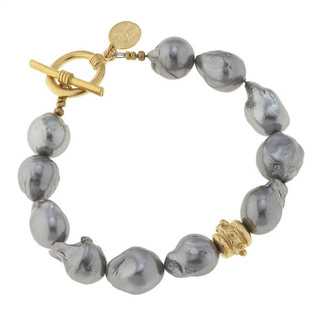 Susan Shaw Grey Baroque Pearl Bracelet