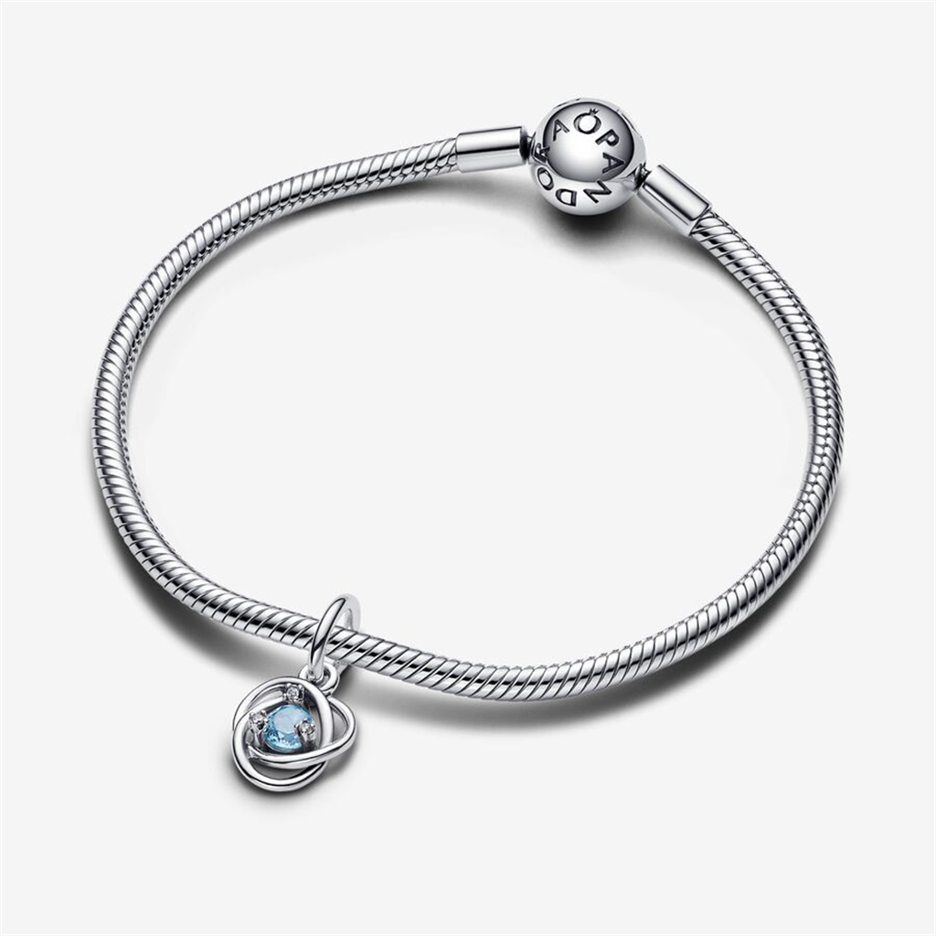 Pandora Moments March Sea Aqua Blue Eternity Circle Dangle Charm