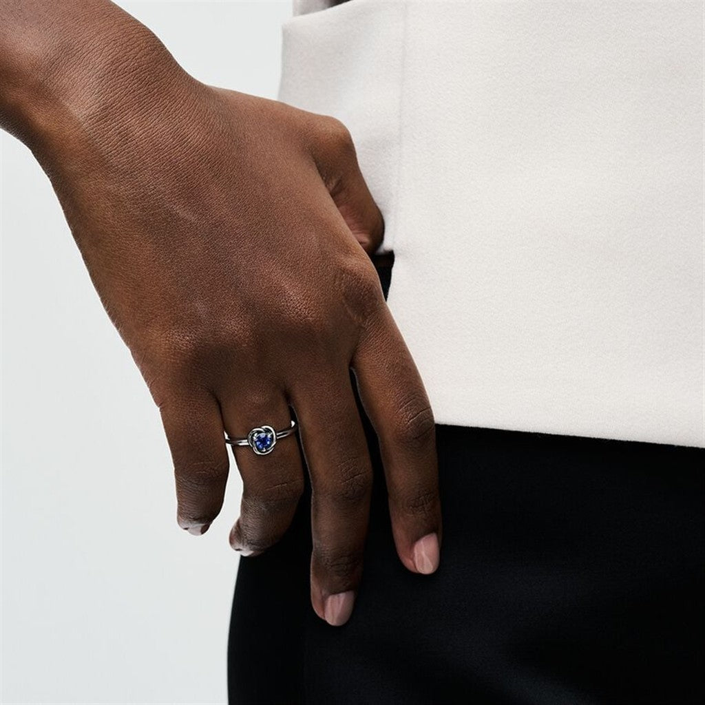 Pandora Moments September Princess Blue Eternity Circle Ring Size 6
