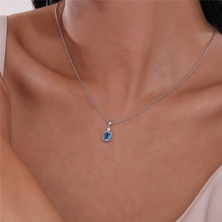 Lafonn 0.88 CTW Simulated Diamond and Blue Topaz December Birthstone Necklace