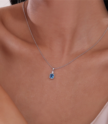 Lafonn 0.88 CTW Simulated Diamond and Blue Topaz December Birthstone Necklace