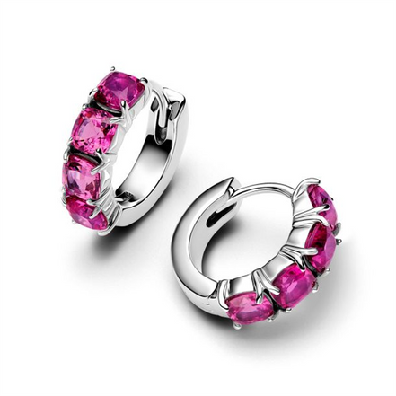 Pandora Timeless Pink Hoop Sterling Silver Earrings