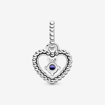 Pandora Moments September Sea Blue Beaded Heart Dangle Charm