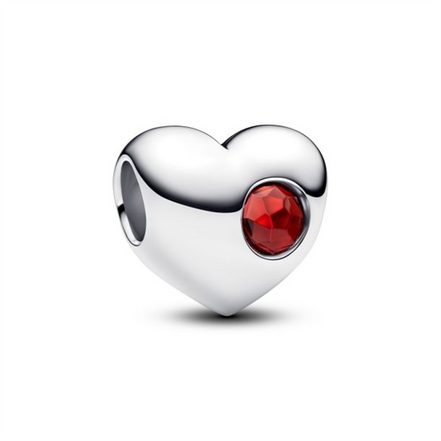 Pandora Engravable Red Stone Heart Charm