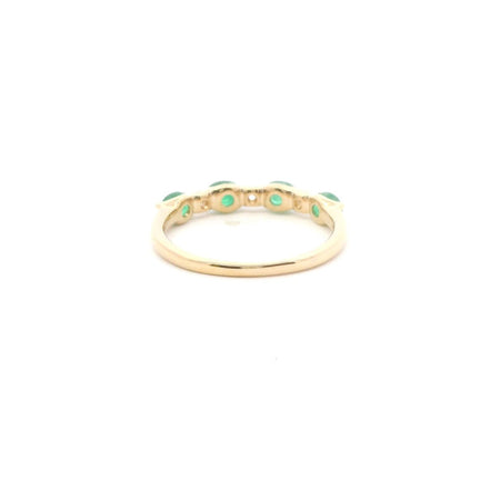 14K Yellow Gold Emerald & Diamond Fashion Band