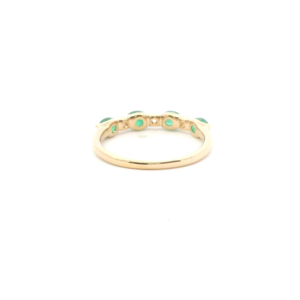 14K Yellow Gold Emerald & Diamond Fashion Band