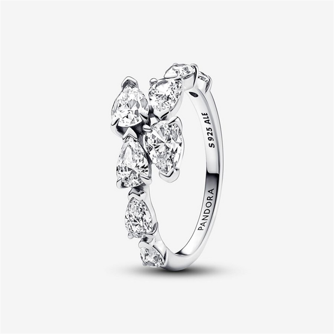 Pandora Timeless Sparkling Overlapping Band Ring Size 8.5