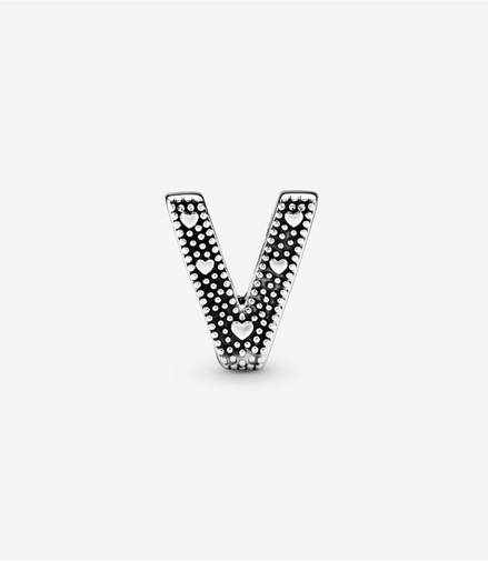 Pandora Moments Letter V Silver Charm