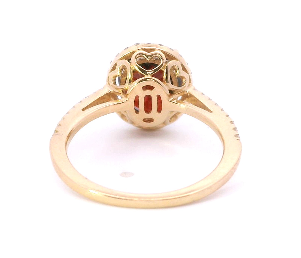 14K Yellow Gold Diamond And Garnent Fashion Ring