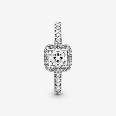 Pandora Timeless Square Sparkle Halo Ring Size 7