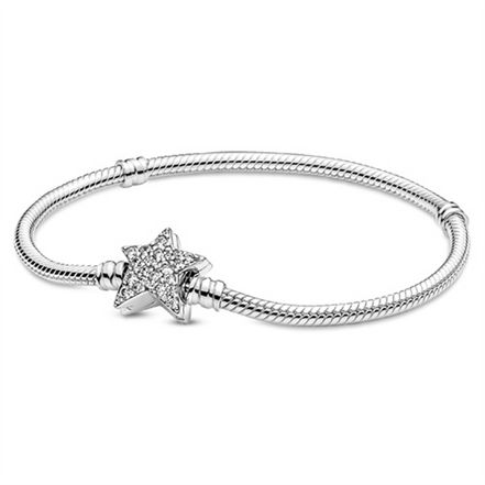 Asymmetric Star Clasp Snake Chain Bracelet Size 17