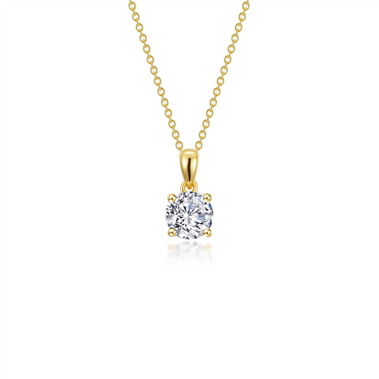 LaFonn Gold Plated 1 CTW Simulated Diamond Round Solitaire Necklace