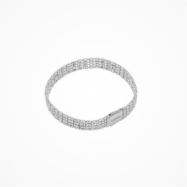 Desmos Rhodium Plated Infinity 4 Row Bracelet 7"