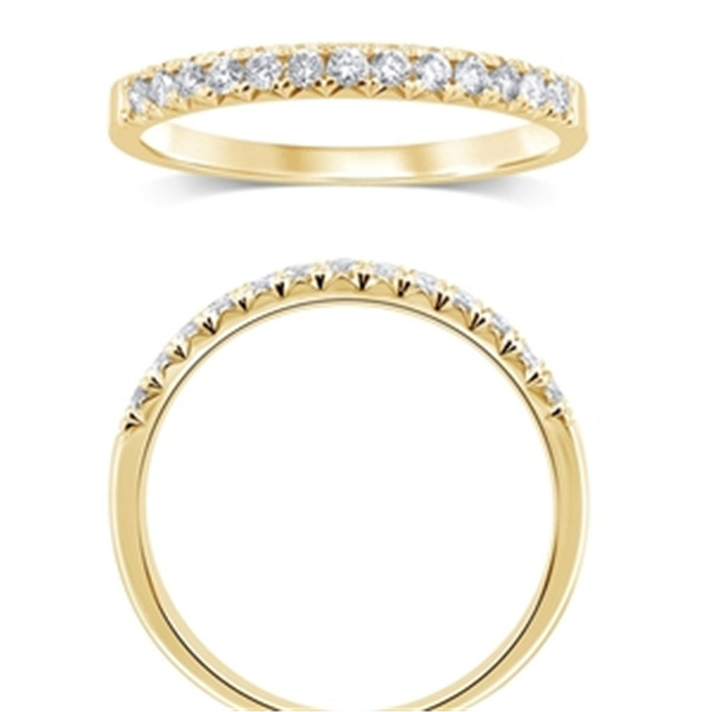 14K Yellow Gold 0.25 CTW Diamond French Pave' Set Half Eternity Band