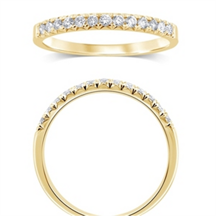 14K Yellow Gold 0.25 CTW Diamond French Pave' Set Half Eternity Band
