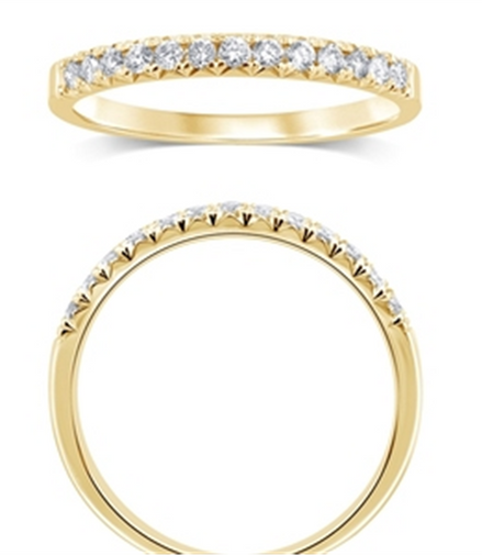 14K Yellow Gold 0.25 CTW Diamond French Pave' Set Half Eternity Band