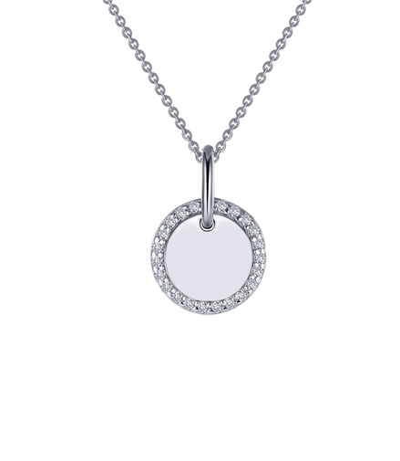 Lafonn 0.23 CTW Simulated Diamond Engraveable Round Disc Pendant Necklace