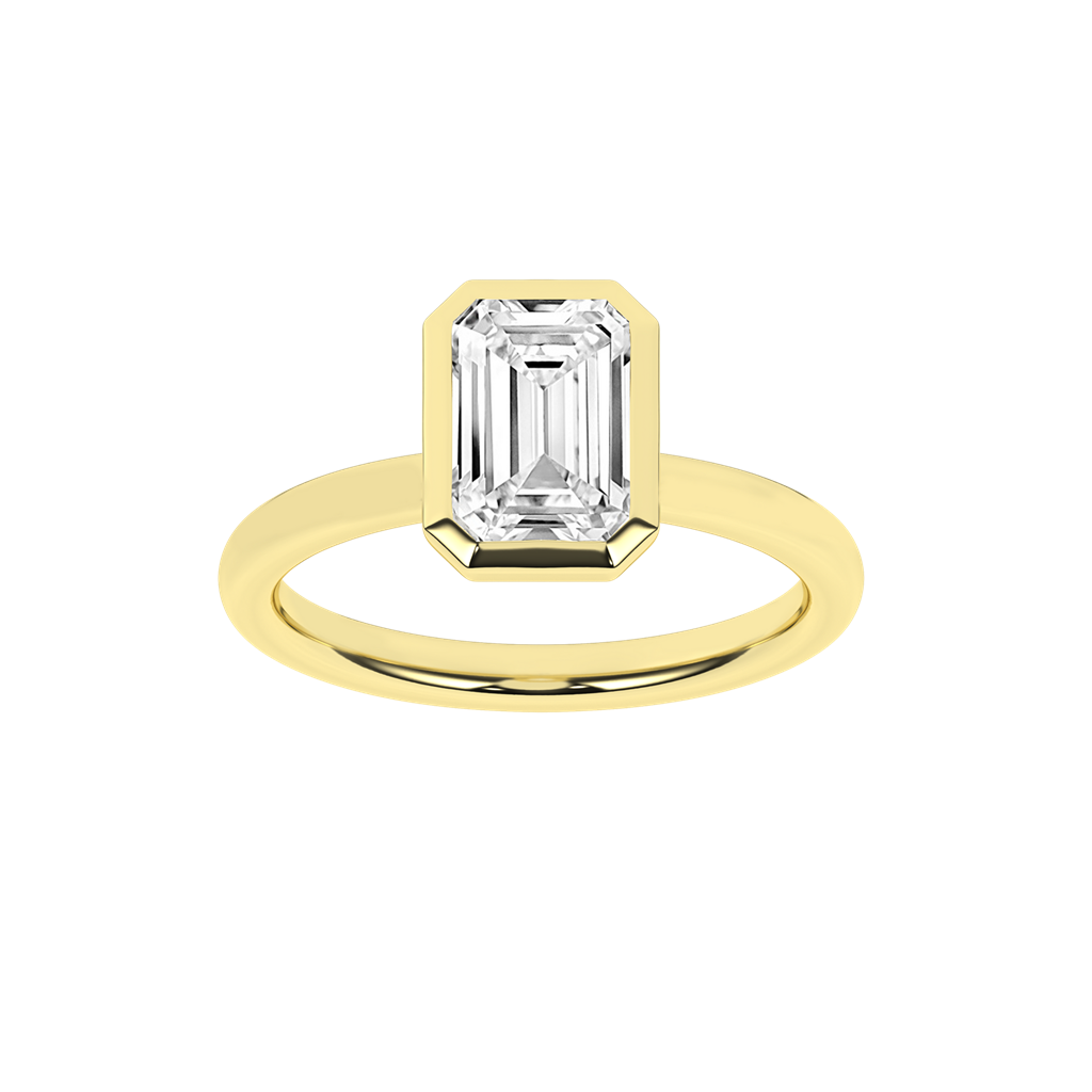 Revelation 14K Yellow Gold Bezeled Emerald Cut Lab Grown Diamond Engagement Ring