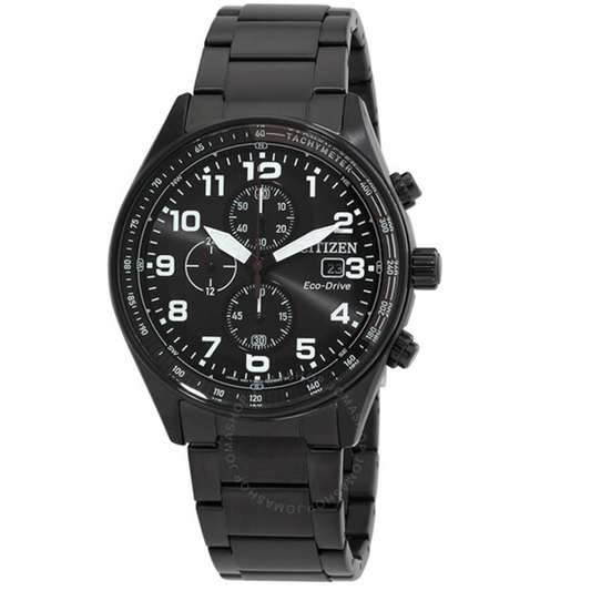 Citizen Men's Black Stainless Steel Eco-Drive Chronograph Watch