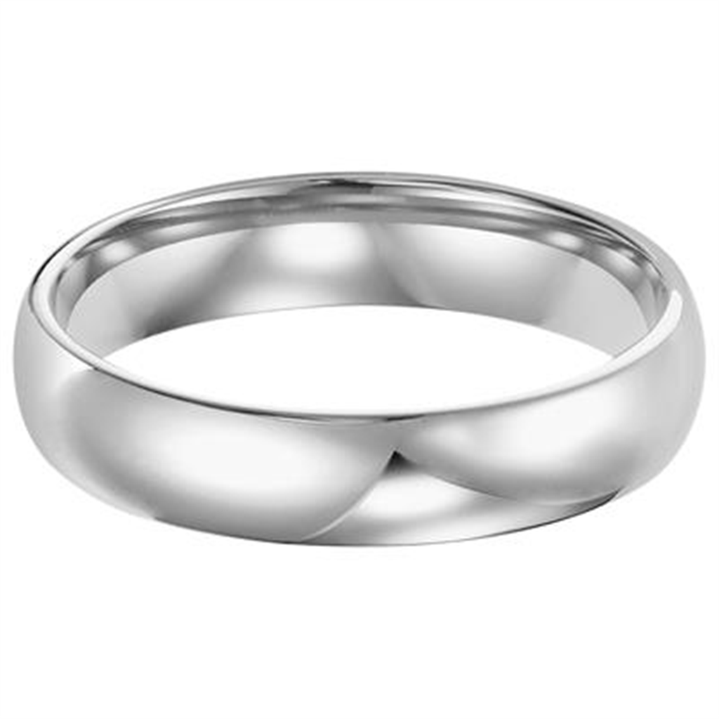 Low Dome 14K White Gold 4MM Comfort Fit Plain Wedding Band Size 9