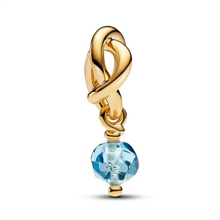 Pandora Moments March Faceted Sea Aqua Blue Eternity Circle Dangle Charm