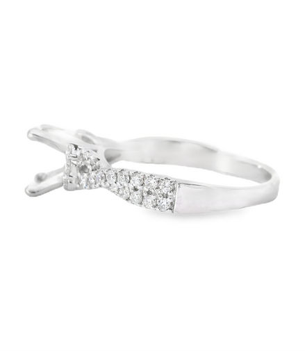 14K White Gold And 0.50 CTW Diamond Twist Semi-Mount Engagement Ring