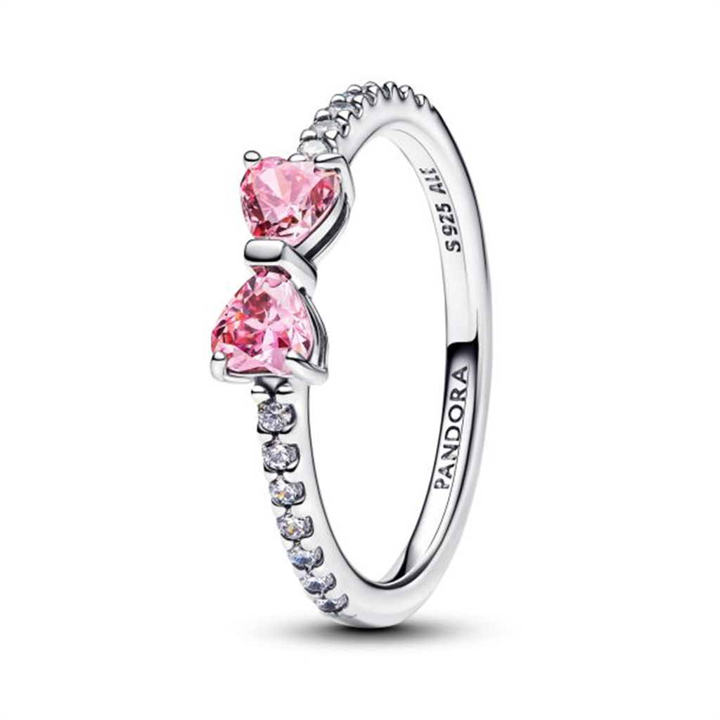 Pandora Timeless Sparkling Pink Bow Ring Size 8.5