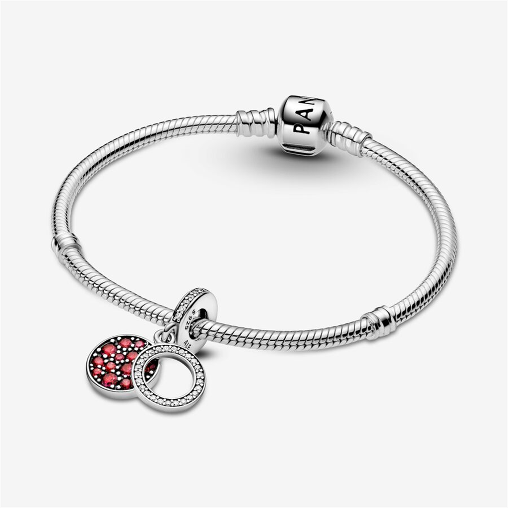 Pandora Moments Sparkling Red Disc Double Dangle Charm