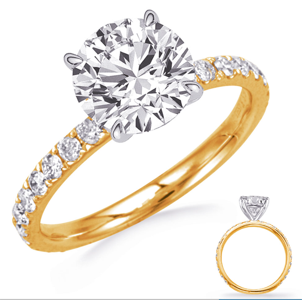 14K Yellow Gold And 0.52 CTW Diamond Semi-Mount Engagement Ring