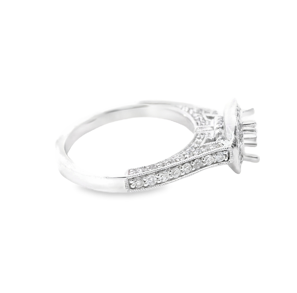 14K White Gold Diamond Semi-mount Engagement Ring