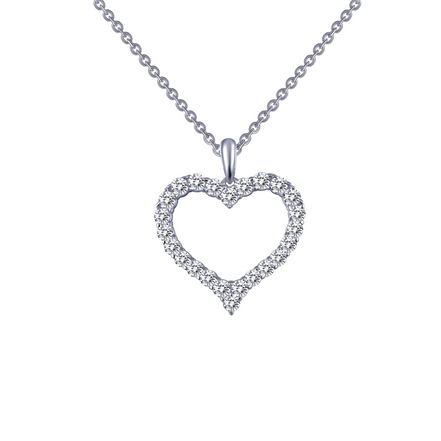 LaFonn Simulated Diamond Open Heart Pendant Necklace