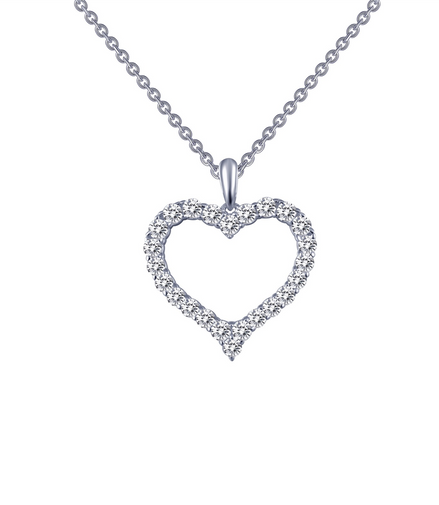 LaFonn Simulated Diamond Open Heart Pendant Necklace