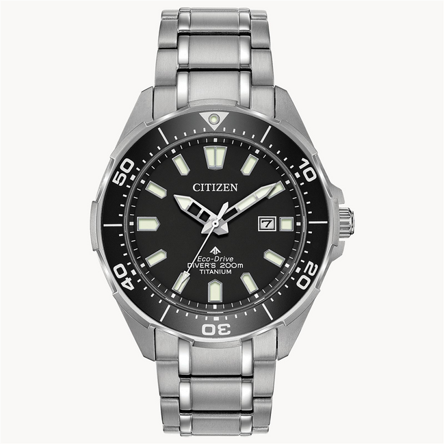 Men's Citizen Eco-Drive Promaster Diver Black Dial Titanium Watch