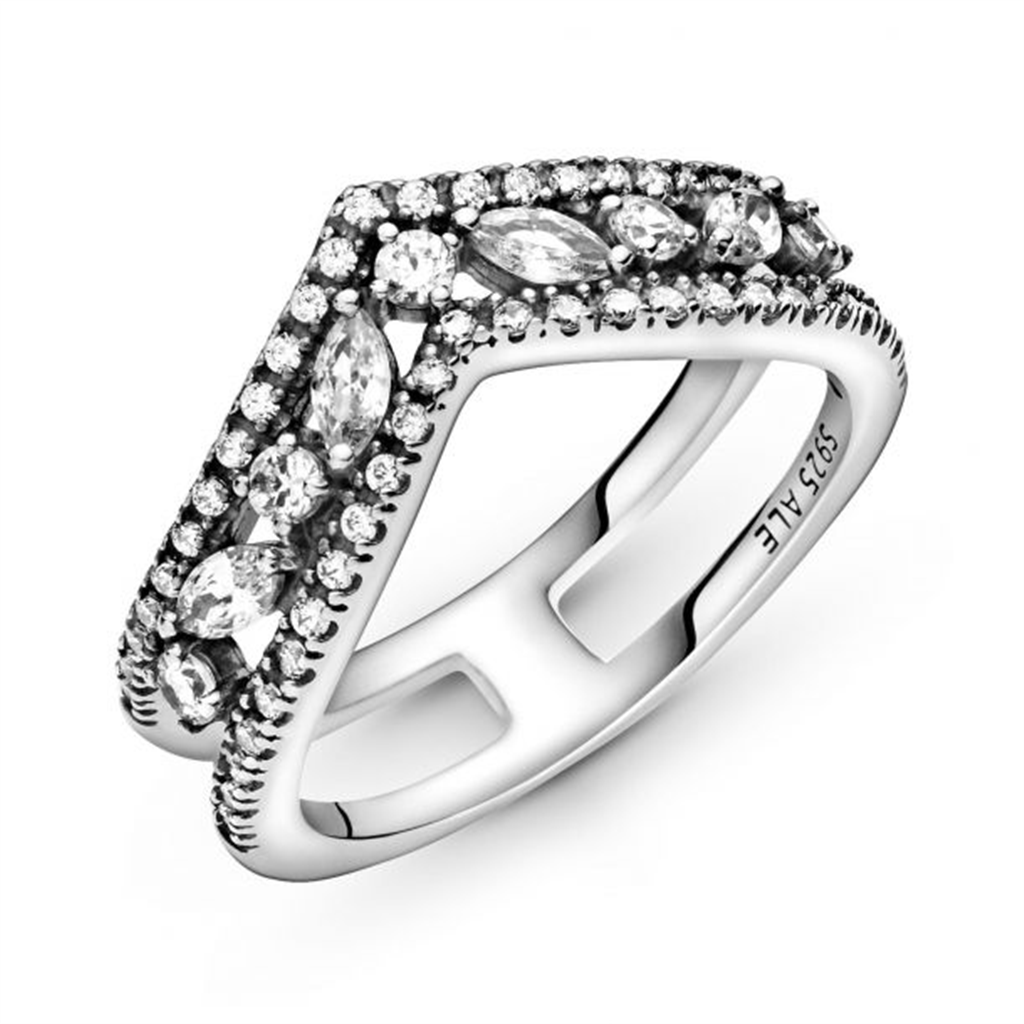 Pandora Timeless Sparkling Marquise Double Wishbone Ring Size 6