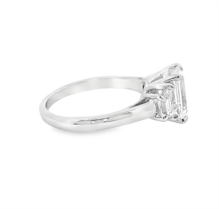 Revelation Platinum 2.70 CTW Lab Grown Diamond Emerald Cut 3 Stone Engagment Ring