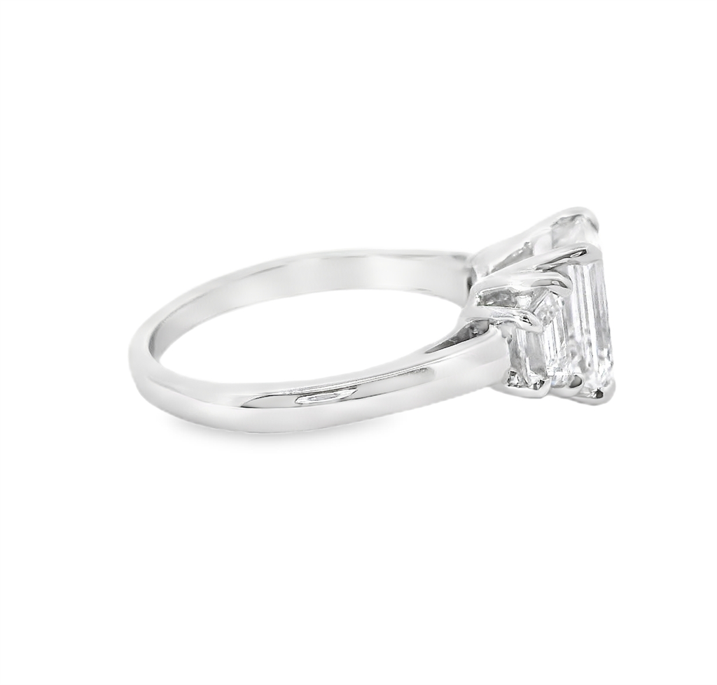Revelation Platinum 2.70 CTW Lab Grown Diamond Emerald Cut 3 Stone Engagment Ring