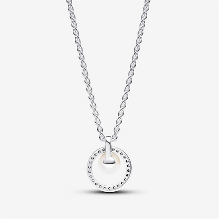 Pandora Timeless Treated Freshwater Cultured Pearl & Pavé Collier Necklace