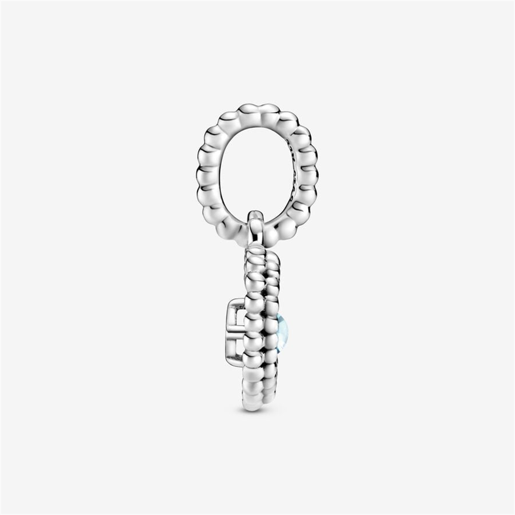 Pandora Moments March Aqua Blue Beaded Heart Dangle Charm