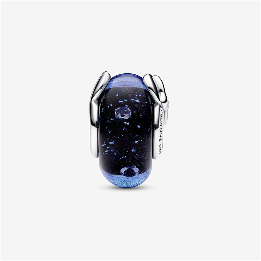 Disney Pandora Mickey Mouse & Minnie Mouse Blue Murano Glass Charm