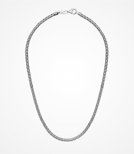 Desmos Men's Rhodium Plated Venetian Box Chain 22"