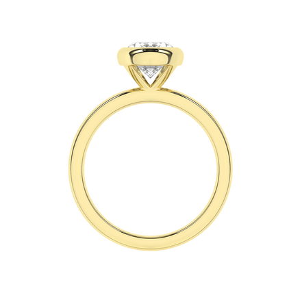 Revelation 14K Yellow Gold 2 CTW Lab Grown Oval Shaped Bezel Set Solitaire Engagement Ring